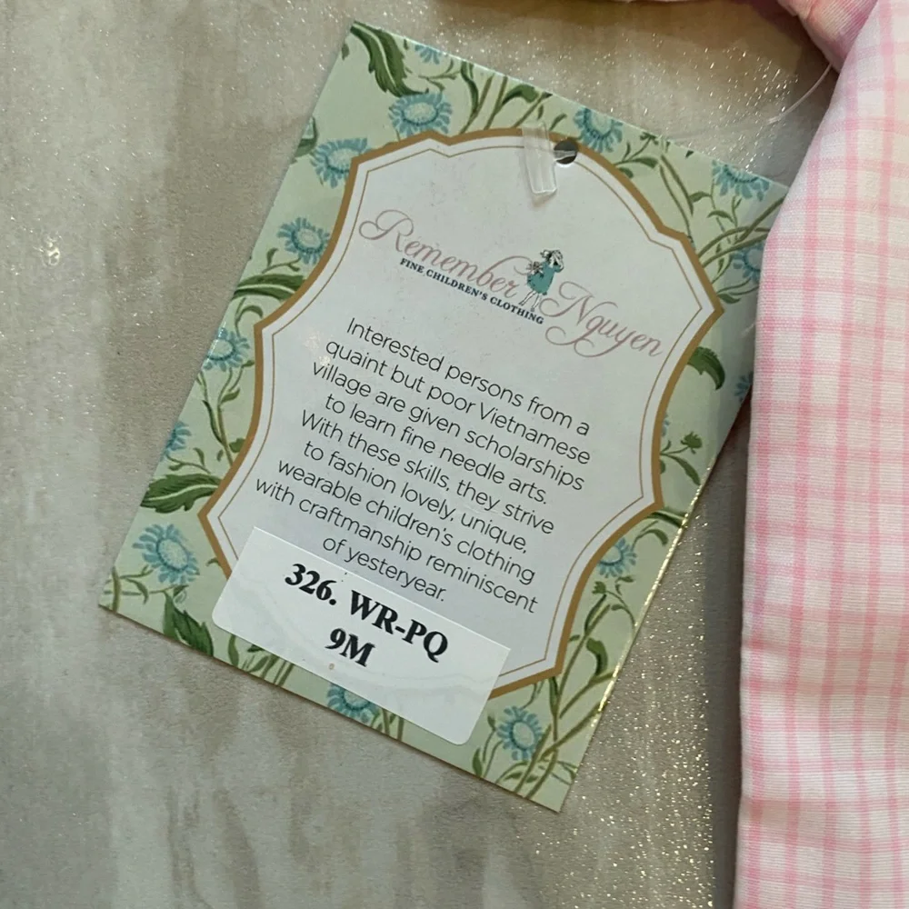 NWT Remember Nguyen Pastel Pink Windowpane William Shortall Romper boys 9M